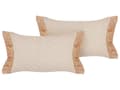 Miniatyrbillede 1 af 7: Sæt med 2 Beige Pyntepuder Polyester 30 x 50 cm med Kvaster Geometrisk Mønster Moderne Traditionelle Stue Soveværelsespuder