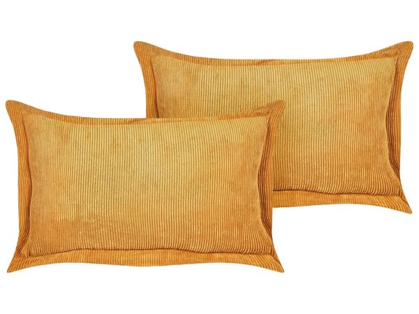 Sæt med 2 Gule Pyntepuder Fløjl 47 x 27 cm Moderne Traditionelle Stuepuder