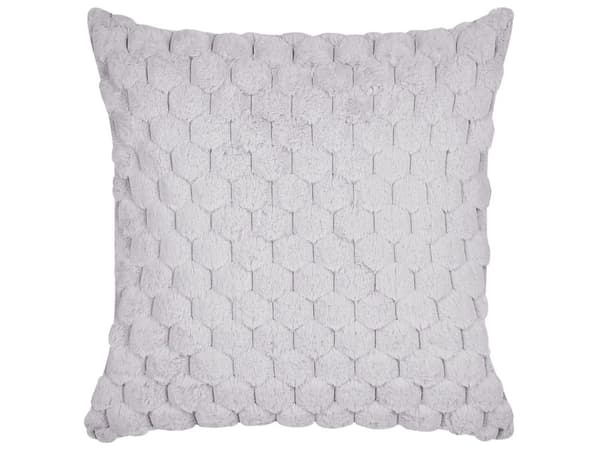 Koristetyyny vaaleanharmaa tekoturkis 43 x 43 cm pehmeä geometrinen kuvio irrotettava päällinen