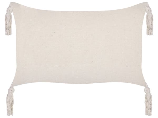 Koristetyyny ruskeanharmaa 25 x 45 cm 2 kpl geometrinen kuvio tupsuilla irrotettava päällinen