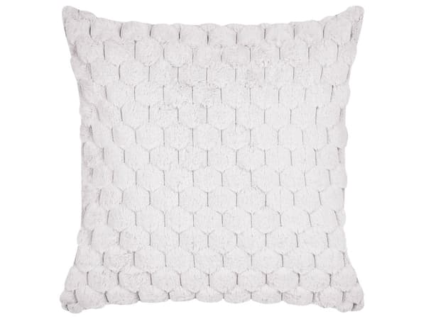 Koristetyyny valkoinen tekoturkis 43 x 43 cm pehmeä geometrinen kuvio irrotettava päällinen