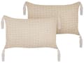 Miniatyrbillede 1 af 7: Gavlpuder Beige Polyester Bomuld 25 x 45 cm Sæt af 2 Aflange Sofapuder med Kvaster Puder til Sengen Dekoration Pyntepuder Tilbehør Stuen