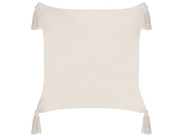 Pyntepuder Taupe Polyester Bomuld 42 x 42 cm Sæt af 2 Små Firkantede Sofapuder med Kvaster Puder til Sengen Dekoration Tilbehør Stuen