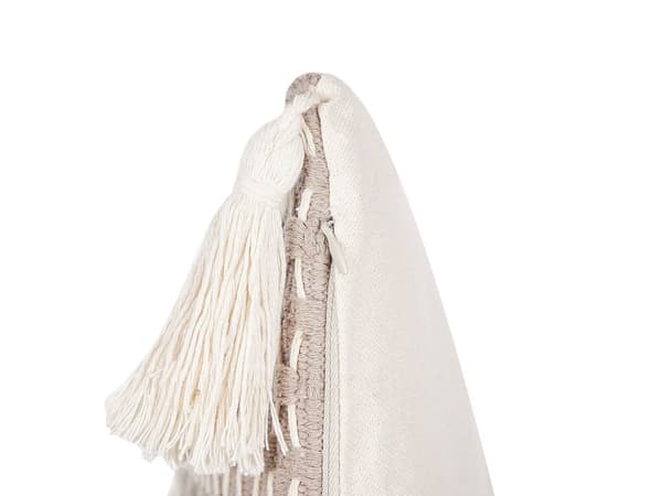Pyntepuder Taupe Polyester Bomuld 42 x 42 cm Sæt af 2 Små Firkantede Sofapuder med Kvaster Puder til Sengen Dekoration Tilbehør Stuen