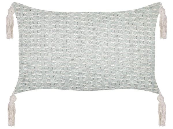 Gavlpuder Mintgrøn Polyester Bomuld 25 x 45 cm Sæt af 2 Aflange Sofapuder med Kvaster Puder til Sengen Dekoration Pyntepuder Tilbehør Stuen