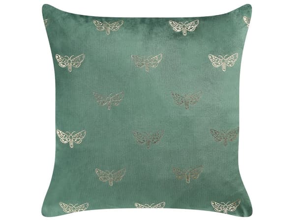 Koristetyyny smaragdinvihreä 45 x 10 x 45 cm sametti polyesteri 2 kpl perhoskuvio neliö glamour