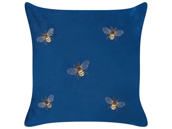 Koristetyyny sininen 45 x 10 x 45 cm sametti polyesteri 2 kpl kirjailtu mehiläiskuvio neliö moderni