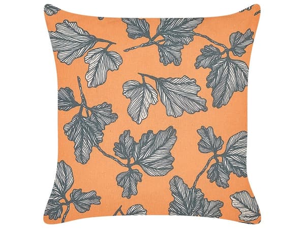 Koristetyyny oranssi musta 45 x 10 x 45 cm polyesteri puuvilla pellava 2 kpl lehtikuvio moderni