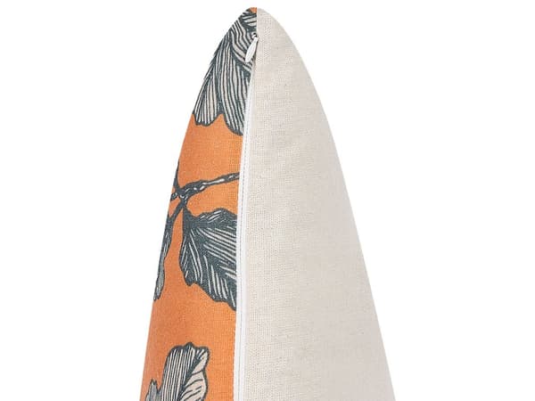 Koristetyyny oranssi musta 45 x 10 x 45 cm polyesteri puuvilla pellava 2 kpl lehtikuvio moderni