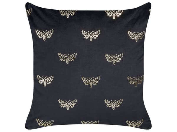 Koristetyyny musta 45 x 10 x 45 cm sametti polyesteri 2 kpl perhoskuvio neliö glamour