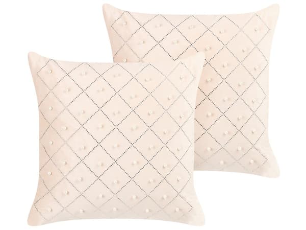 Koristetyyny beige 45 x 10 x 45 cm sametti polyesteri 2 kpl hopeat korosteet neliö moderni