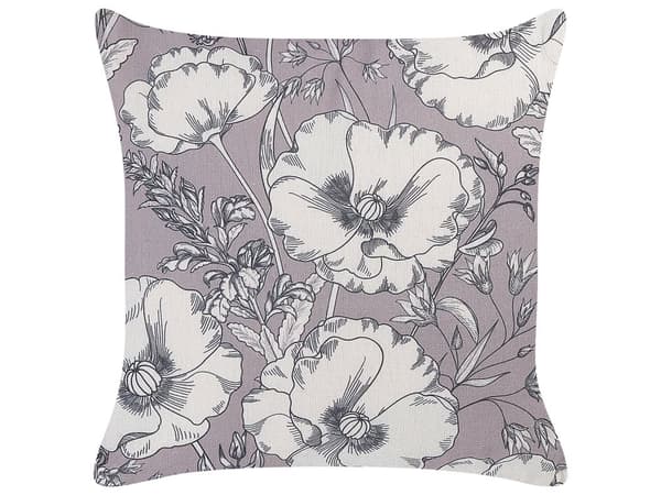 Pyntepude Grå Off White Polyester 45 x 45 cm Sæt af 2 Moderne Sofapuder med Blomster Flotte Puder til Stuen og Sengen Dekoration Tilbehør