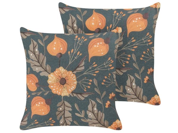 Pyntepude Grøn Multifarvet Polyester 45 x 45 cm Sæt af 2 Moderne Sofapuder med Blomster Flotte Puder til Stuen og Sengen Dekoration Tilbehør