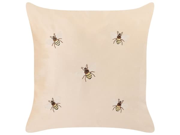 Sæt med 2 Pyntepuder Beige Bier Motiv 45 x 45 cm Velour Polyester Moderne Glamourøs Dekorationstilbehør