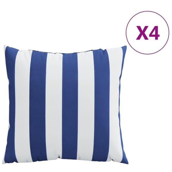 vidaXL Prydnadskuddar 4 st blå och vit randig 60x60 cm tyg