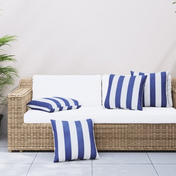 vidaXL pyntepuder 4 stk. 60x60 cm stof striber blå og hvid