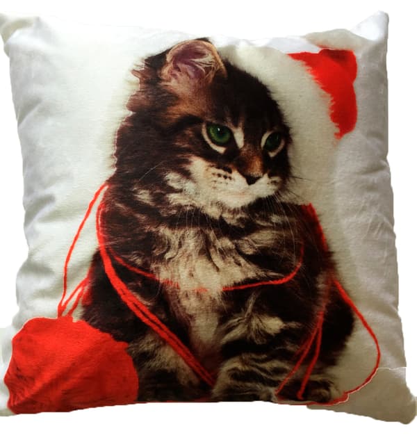 Jul katt dekorativt kuddskydd 43 x 43 cm