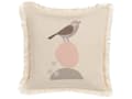 Pikkukuva 1 / 6: Koristetyyny vaalea beige 60 x 60 cm lintukuvio hapsuilla minimalistinen moderni tyyli