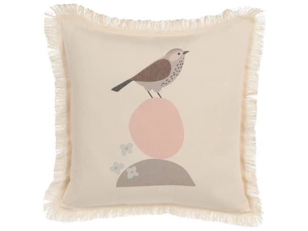 Dekorativ pude hvid med tryk 60 x 60 cm moderne minimalistisk med fyld dekorativt tilbehør stue soveværelse