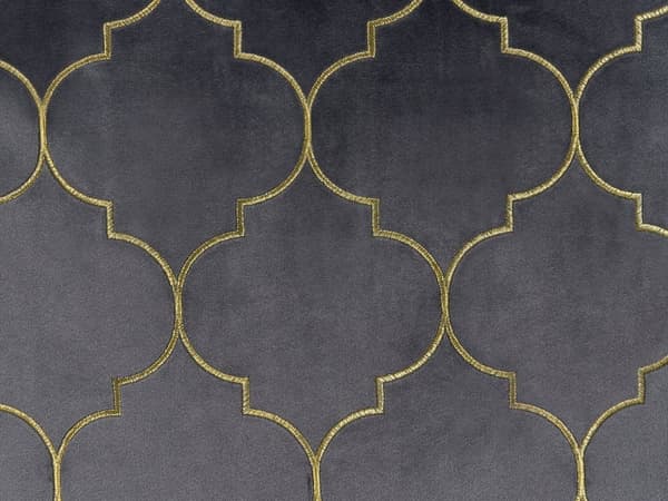 Sæt med 2 dekorative velour puder Grå Quatrefoil-mønster 45 x 45 cm Folietryk Marokkansk kløver Glamour