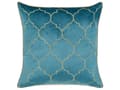 Miniatyrbillede 4 af 7: Sæt med 2 dekorative velour puder Blå Quatrefoil-mønster 45 x 45 cm Folietryk Marokkansk kløver Glamour