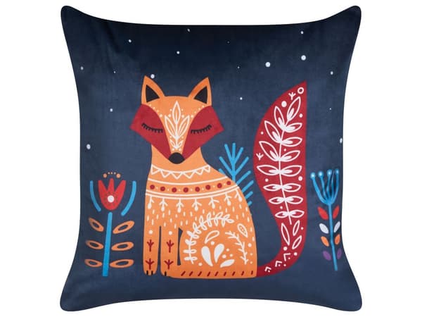 Koristetyyny tummansininen sametti 45 x 45 cm 2 kpl eläinkuvio kettu moderni tyyli