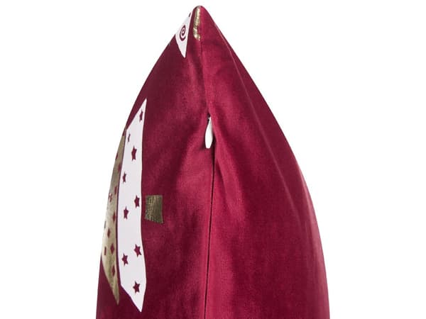 Pyntepuder Rød Velour 45 x 45 cm Sæt af 2 Moderne Sofapuder med Juletræ Motiv Firkantede Puder til Seng Tilbehør Indretning