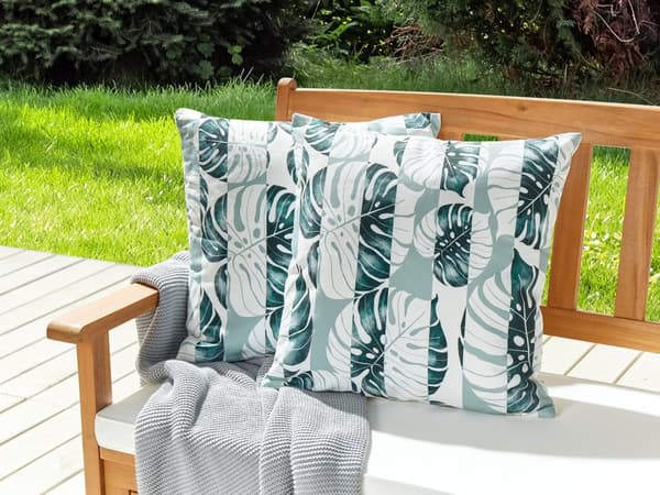 Ulkotyyny vihreä 45 x 45 cm polyesteri raidallinen lehtikuvio 2 kpl neliö vetoketjullinen moderni