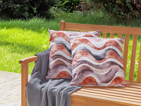 Ulkotyyny ruskea 45 x 45 cm polyesteri abstrakti aaltokuvio 2 kpl neliö vetoketjullinen moderni