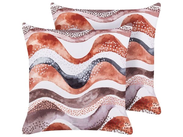 Ulkotyyny ruskea 45 x 45 cm polyesteri abstrakti aaltokuvio 2 kpl neliö vetoketjullinen moderni