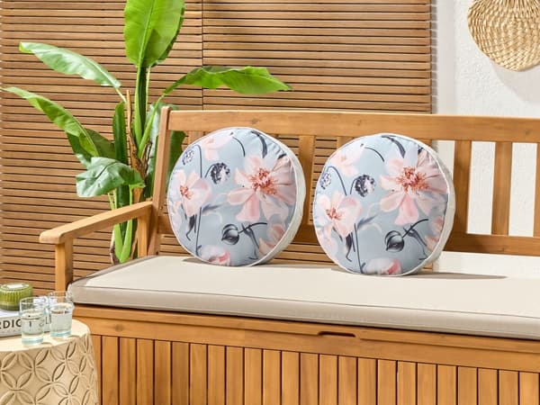 Ulkotyyny vaaleansininen ⌀ 40 cm polyesteri kukkakuvio 2 kpl pyöreä moderni