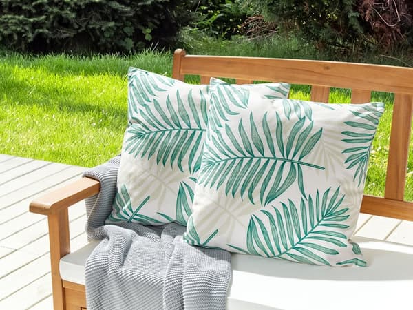 Ulkotyyny beige vihreä 45 x 45 cm polyesteri lehtikuvio 2 kpl neliö vetoketjullinen moderni