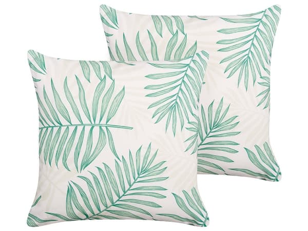 Ulkotyyny beige vihreä 45 x 45 cm polyesteri lehtikuvio 2 kpl neliö vetoketjullinen moderni