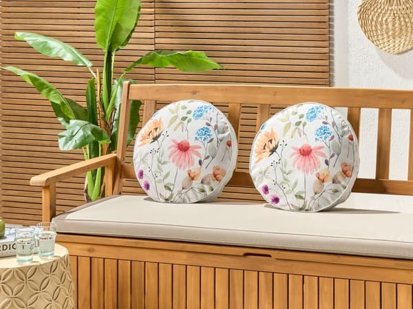Ulkotyyny monivärinen ⌀ 40 cm polyesteri kukkakuvio 2 kpl pyöreä boho