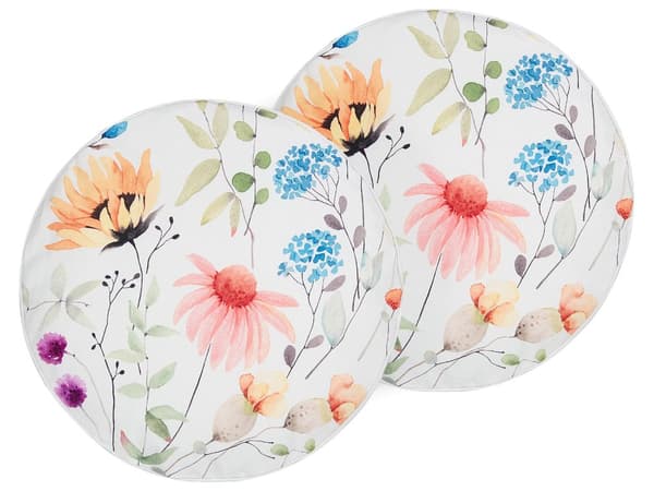 Ulkotyyny monivärinen ⌀ 40 cm polyesteri kukkakuvio 2 kpl pyöreä boho