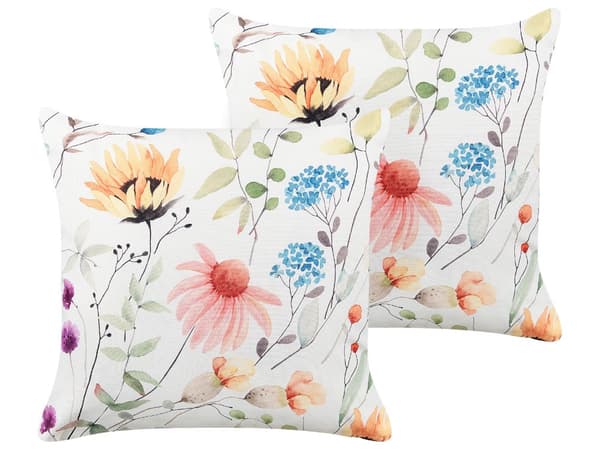 Udendørs pude flerfarvet 45 x 45 cm polyester blomstermønster 2 stk firkantet med lynlås boho