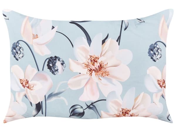 Udendørs Puder Lyserød Blå Polyester 40 x 60 cm Aflange Udendørspuder til Havemøbler Blomstermønster Vandtæt Design