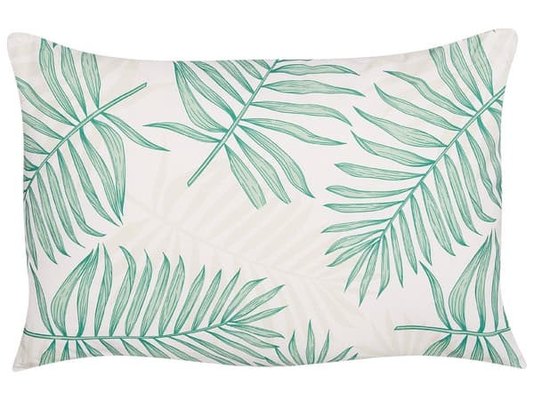 Udendørs Puder Beige Grøn Polyester 40 x 60 cm Aflange Udendørspuder til Havemøbler Palmeblade Mønster Vandtæt Design