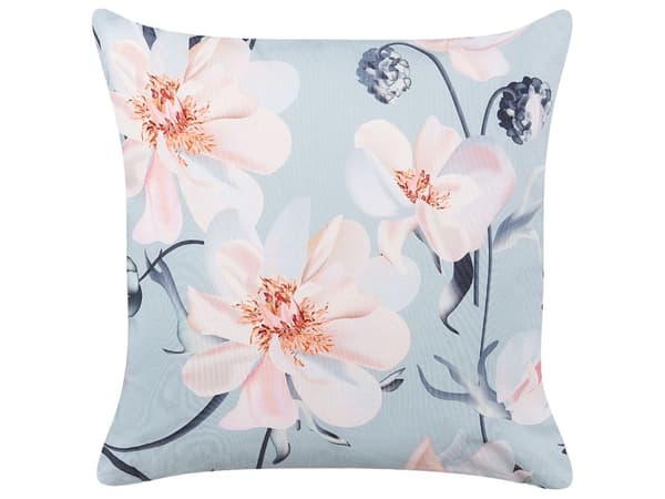 Udendørs Puder Lyserød Blå Polyester 45 x 45 cm Firkantede Udendørspuder til Havemøbler Blomstermønster Vandtæt Design