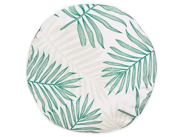 Udendørs Puder Beige Grøn Polyester ø 40 cm Runde Udendørspuder til Havemøbler Palmeblade Mønster Vandtæt Design