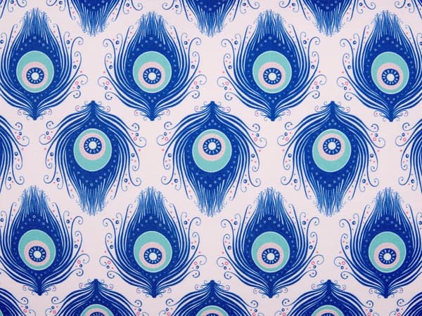 Udendørs Puder Lyserød Blå Polyester 40 x 60 cm Aflange Udendørspuder til Havemøbler Påfugle Mønster Vandtæt Design