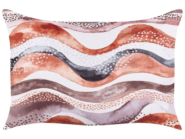 Udendørs Puder Brun Polyester 40 x 60 cm Aflange Udendørspuder til Havemøbler Bølgemønster Vandtæt Design