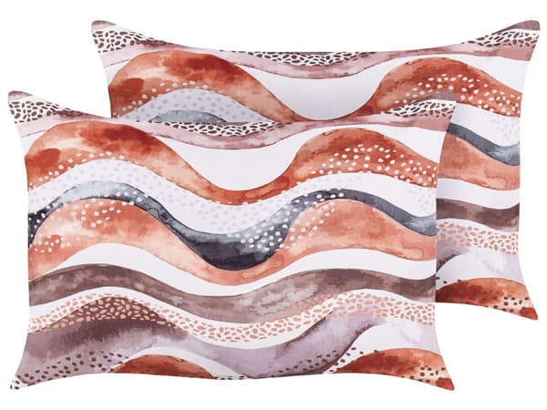 Udendørs Puder Brun Polyester 40 x 60 cm Aflange Udendørspuder til Havemøbler Bølgemønster Vandtæt Design