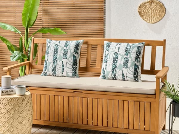 Udepude grøn 45 x 45 cm polyester stribet bladmønster 2 stk firkantet med lynlås moderne