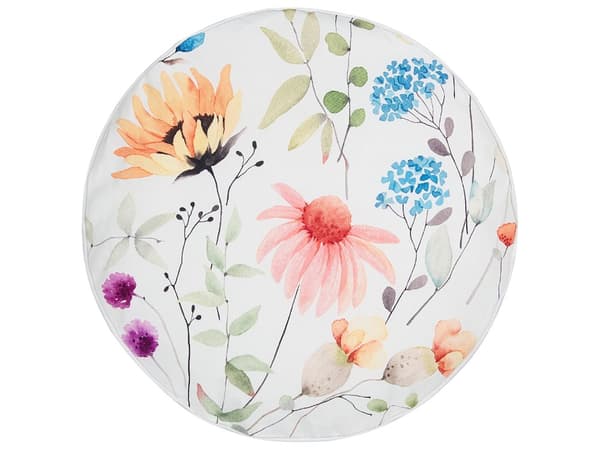 Udendørspude flerfarvet ⌀ 40 cm polyester blomstermønster 2 stk runde med lynlås boho