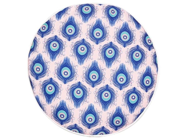 Udendørs Puder Lyserød Blå Polyester ø 40 cm Runde Udendørspuder til Havemøbler Påfugle Mønster Vandtæt Design
