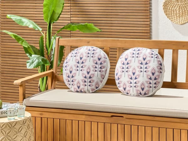 Ulkotyyny kermanvalkoinen polyesteri 40 cm pyöreä 2 kpl setti lehtikuvio moderni