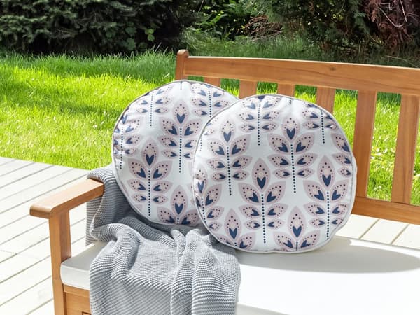 Ulkotyyny kermanvalkoinen polyesteri 40 cm pyöreä 2 kpl setti lehtikuvio moderni