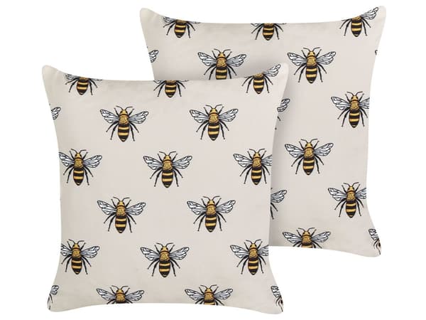 Ulkotyyny beige polyesteri mehiläiskuvio 45 x 45 cm 2 kpl neliskulmainen vedenpitävä moderni
