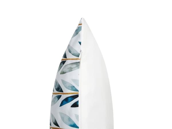 Udendørs Puder Hvid Grøn Polyester 45 x 45 cm Firkantede Udendørspuder til Havemøbler Bladmønster Vandtæt Design
